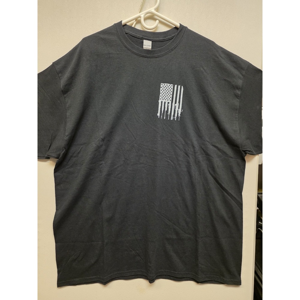 Gildan Mens 2XL Black 2nd Amendment Rifle American Flag Graphic T-Shirt Tee